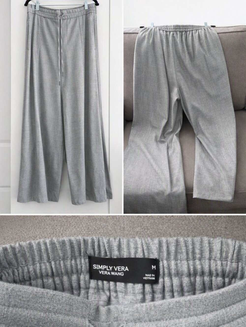 Simply Vera Vera Wang Light Gray Wide Leg Drawstring Pants